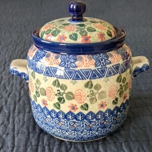 Polish Stoneware Unikat Pot W/Lid